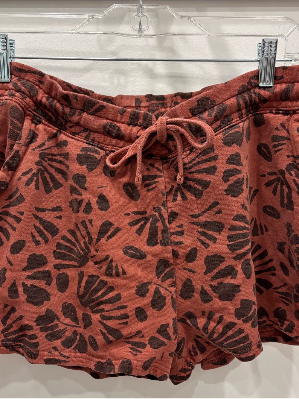 Pact Rust Floral Drawstring Athletic Shorts